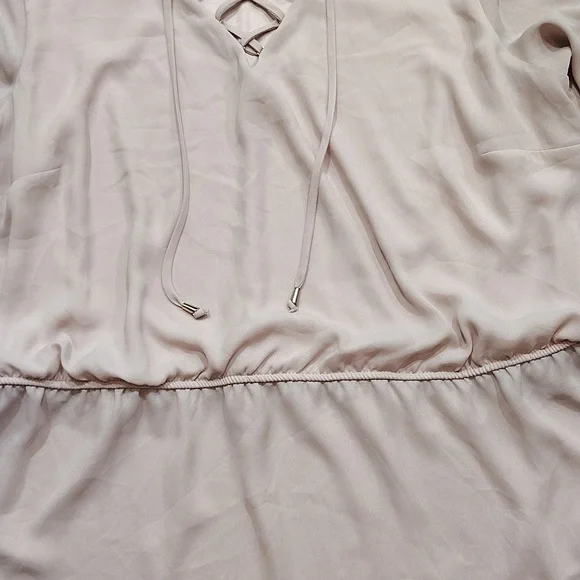 Women's Lace-Up Blouse - Light Pink,  Blush Pink Ladies Blouse,  X-Large - Picture 4 of 6